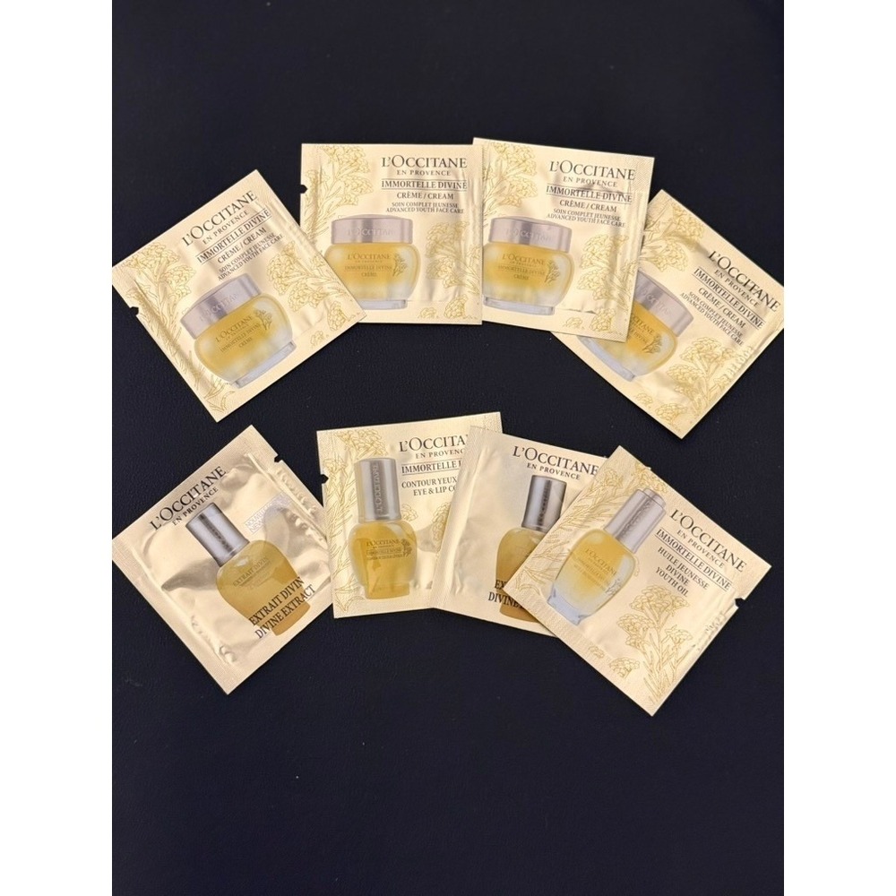 L'Occitane Immortelle Divine Skincare Sample Lot Cream Oil Serum 8pc